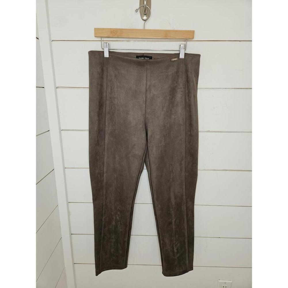 Ivanka Trump large brown faux suede cropped pants